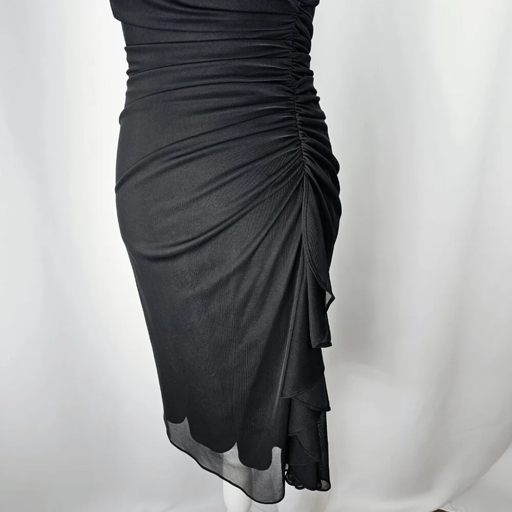 Betsy & Adam Women's Vintage Y2K Black Rhinestone Halter Bodycon Dress Size 4 - Picture 5 of 14